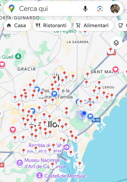 Mappa dei ristoranti senza glutine di Barcellona