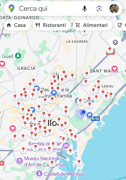 Mappa dei ristoranti senza glutine di Barcellona